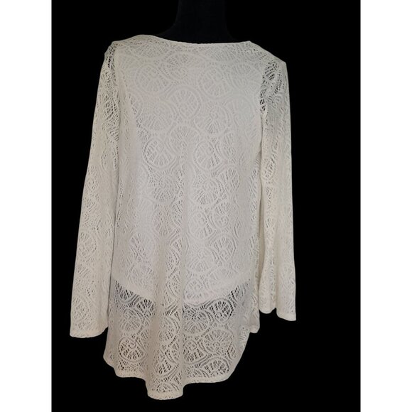 Slinky Brand Mèdium Boho Lace Floral Beach Casual Flared Sleeve Summer Blouse - Picture 5 of 6